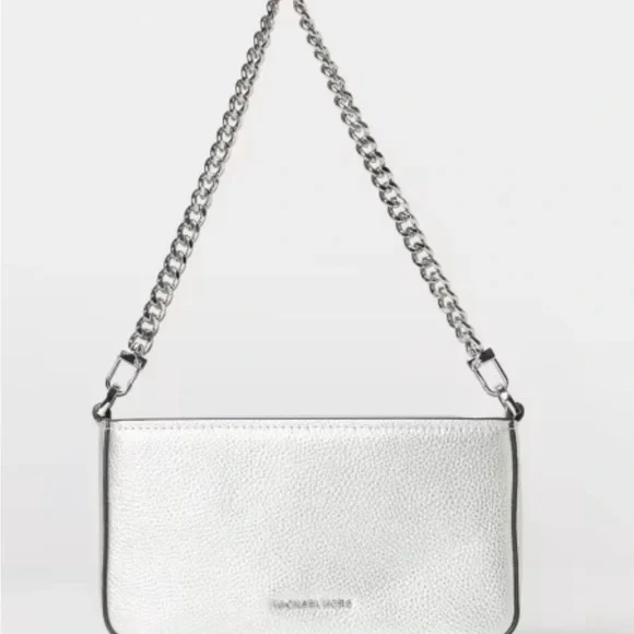 Michael Kors Silver Crossbody w/Strap & Chain - Picture 4 of 4